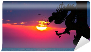 Dragon Silhouette And Sunset In The Sea Wall Mural - Sunset (400x400), Png Download