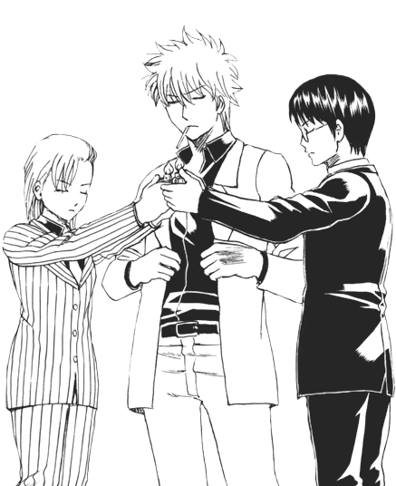 Anime, Black White, And Gintama Image - Cartoon (500x600), Png Download
