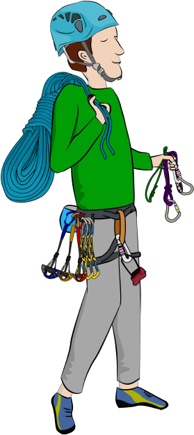 Trad Climbing Gear - Rock Climbing Gear Cartoon (300x636), Png Download