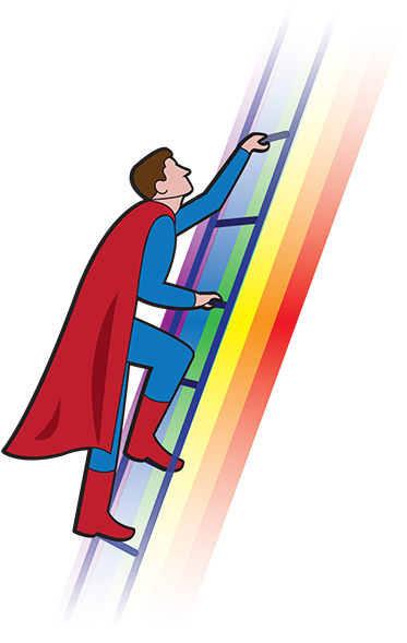 Superhero Climbing Cartoon (375x600), Png Download
