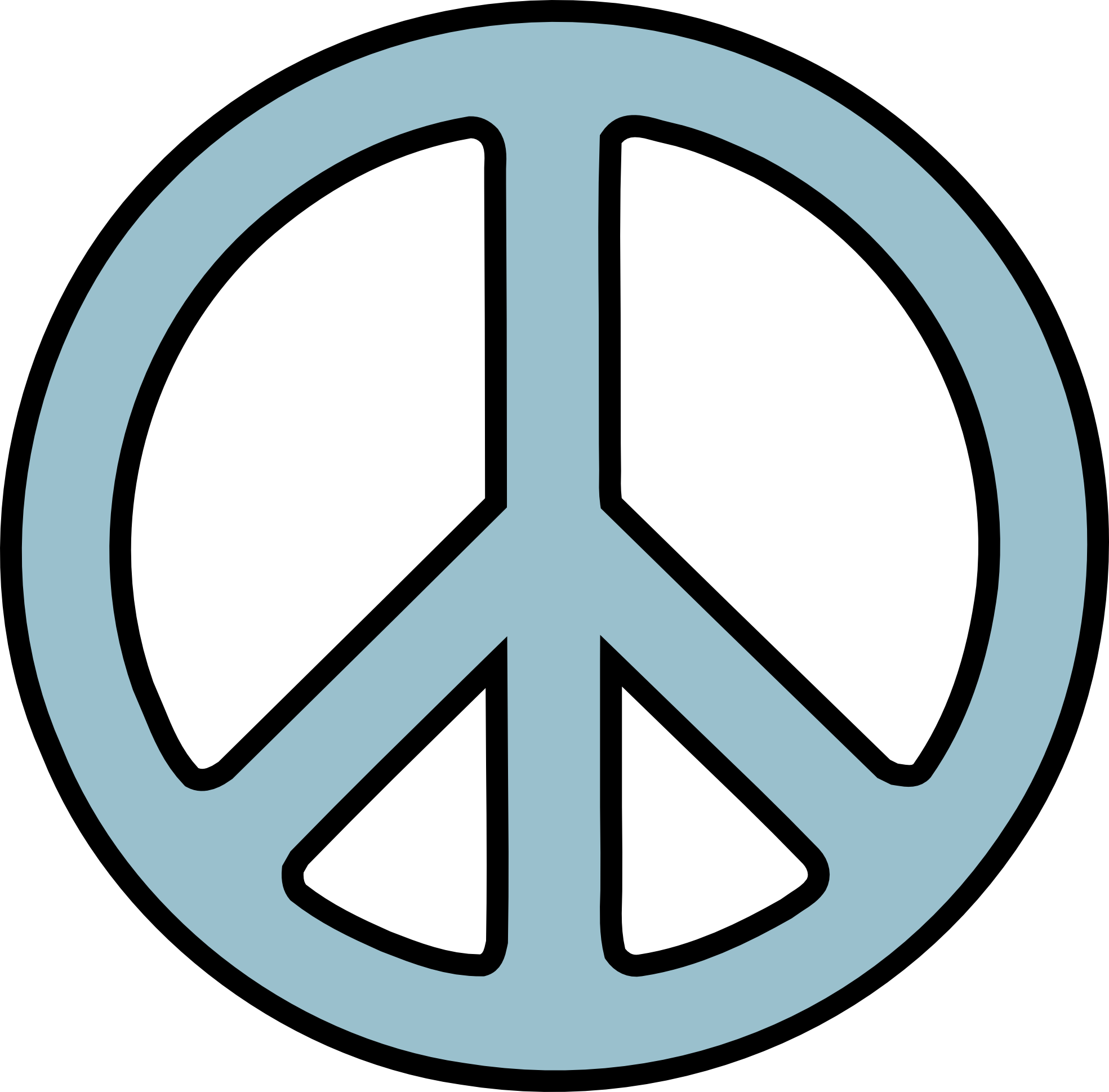 Music Symbols Clip Art Black And White - Peace Symbol Png (1969x1939), Png Download