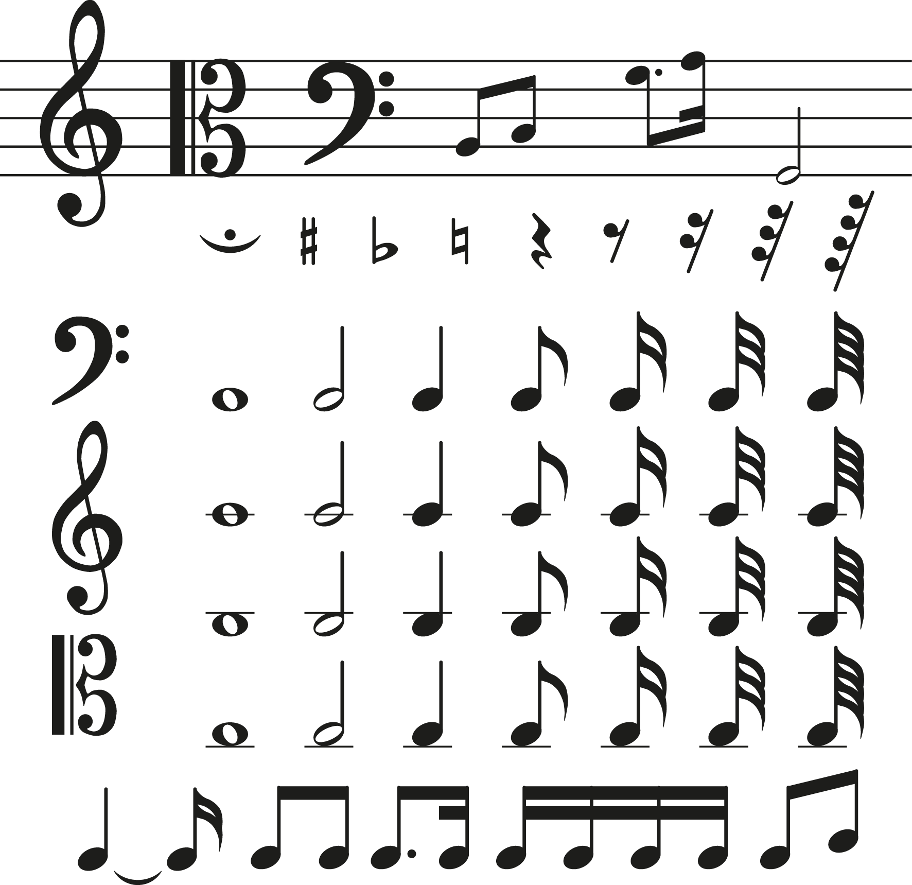 Various Music Symbols Material - Music Note Icons (1772x1719), Png Download