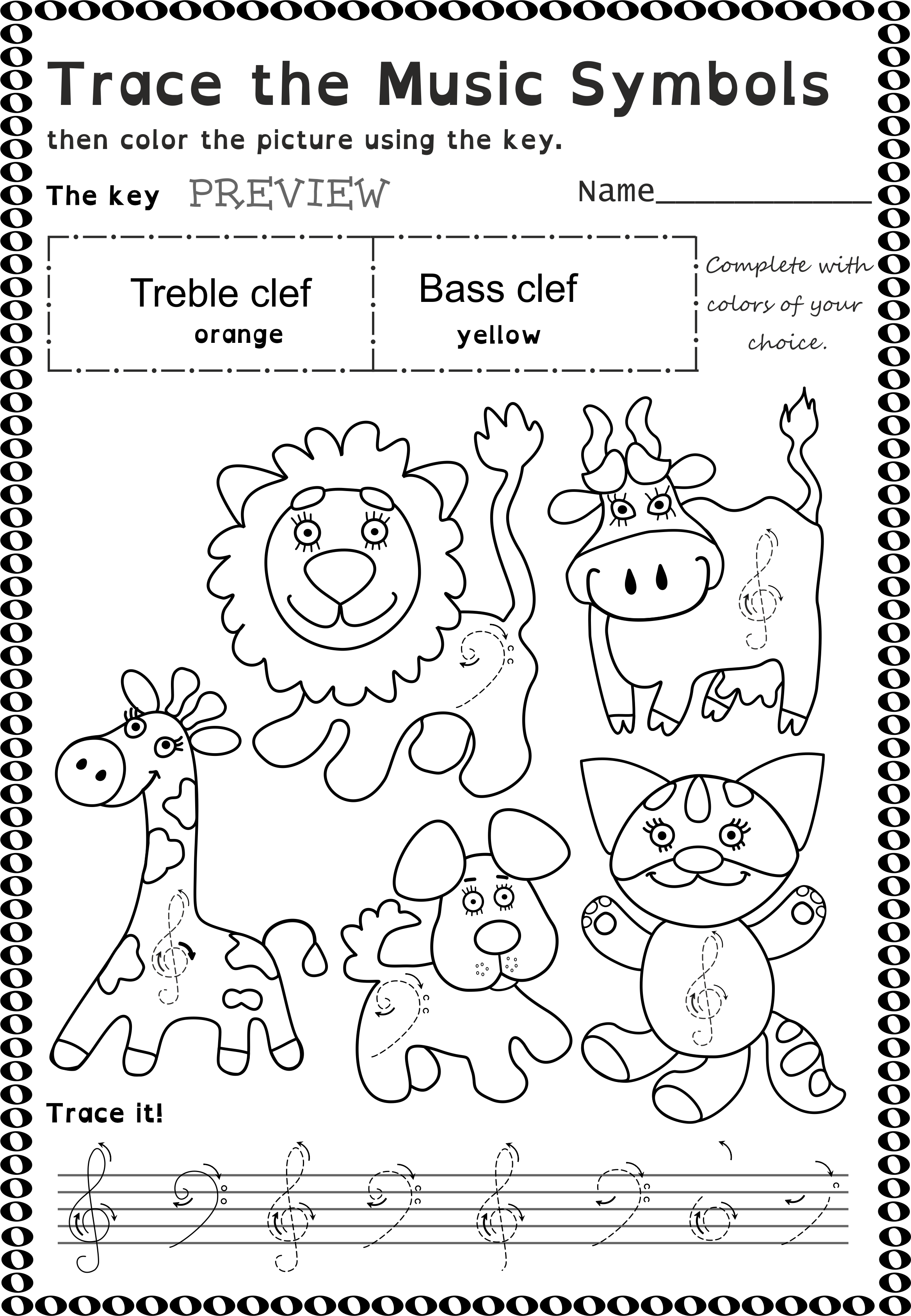 Funny Worksheets To Trace Basic Music Symbols For Younger - Music (2334x3374), Png Download