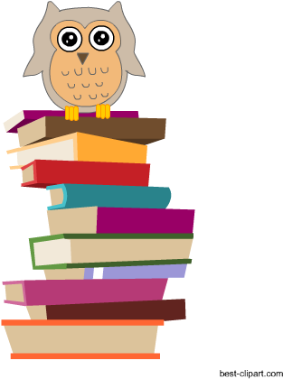 Owl Sitting On A Pile Of Books Free Clipart Image - Clip Art (450x450), Png Download