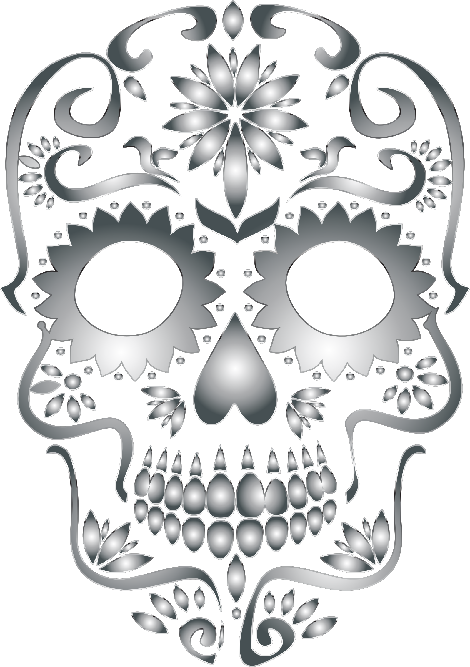 Stainless Steel Sugar Silhouette No Icons Png - Sugar Skull No Background (1598x2266), Png Download