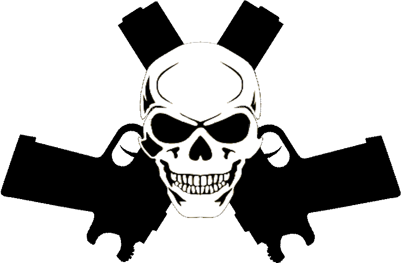 Svg Freeuse Library Army Gun Pencil And In Color - Skull With Guns Png (829x564), Png Download