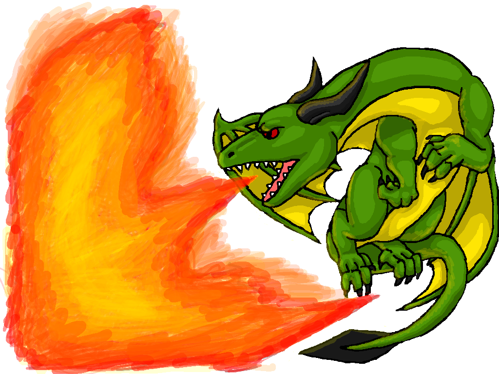 Green Dragon Breathing Fire By Dragonfriendhaj-d5nchxs - Dragon Breathing Fire Clipart (1024x768), Png Download
