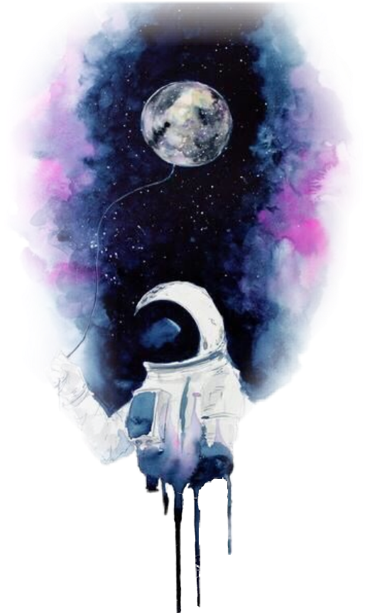 Report Abuse - Astronaut In Space Painting (514x864), Png Download
