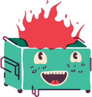 Jubilant Dumpster Fire - Dumpster Fire Clip Art (384x408), Png Download