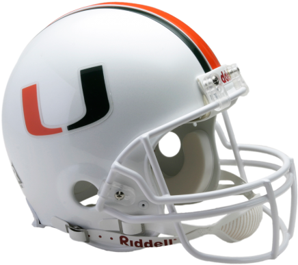 Miami Hurricanes Full Size Authentic Proline Ncaa Helmet - U Miami Football Helmet (475x429), Png Download