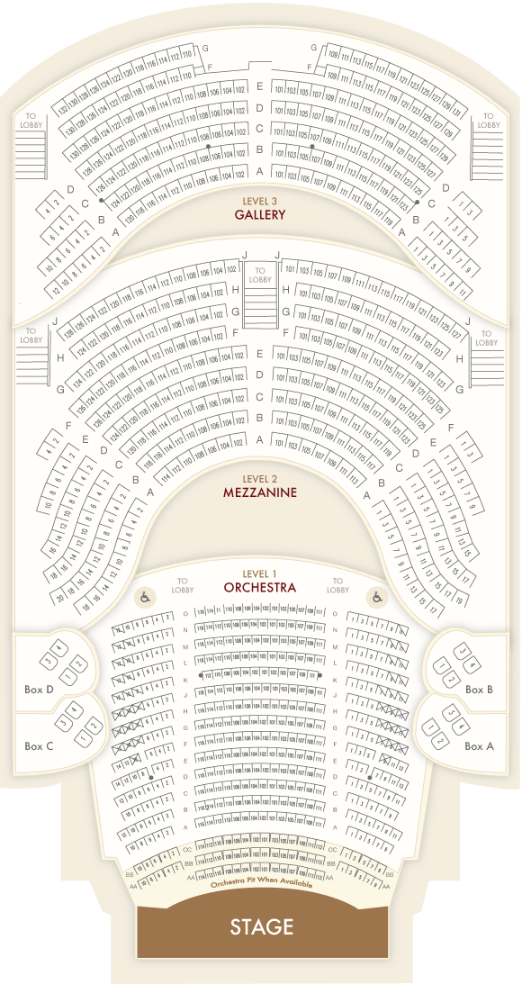 Seating Charts Lexington Opera House - Lexington Opera House Seating Chart (580x1093), Png Download