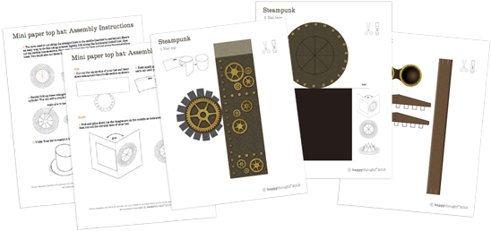 Paper Craft Mini Top Hat - Steampunk (560x277), Png Download