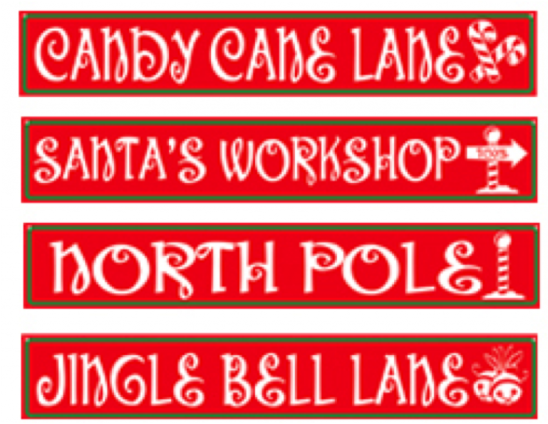 North Pole Signs - Beistle 4-pack North Pole Street Sign Cutouts, 4-inch (768x1024), Png Download