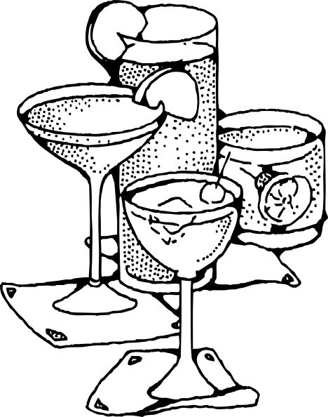 Free - Drinks Black And White (468x594), Png Download