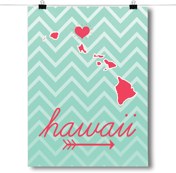 Hawaii State Chevron Pattern - Inspired Posters Hawaii State Chevron Pattern Poster (600x600), Png Download