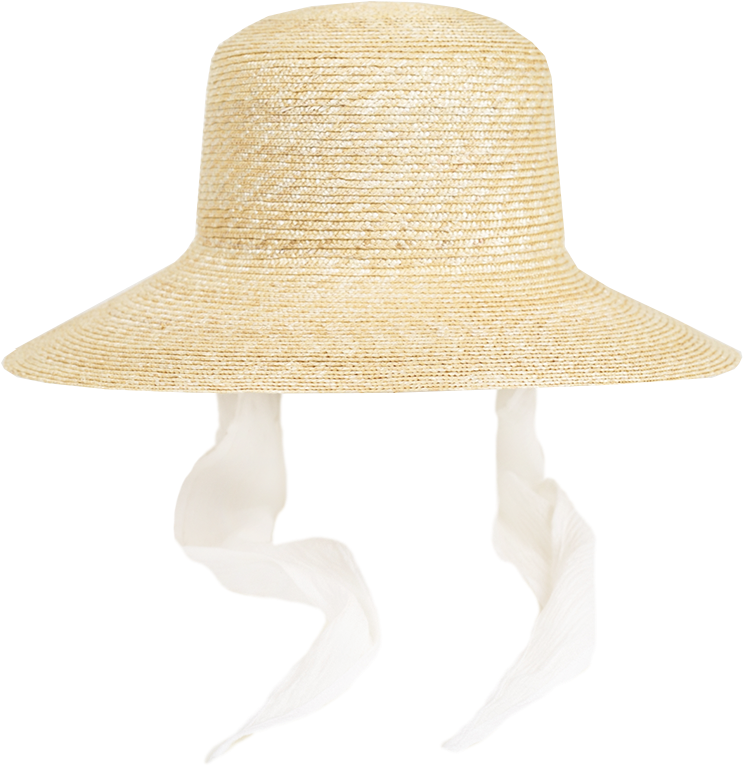 Medium Brim Flat Top Hat In Natural Straw W - Wicker (1345x898), Png Download