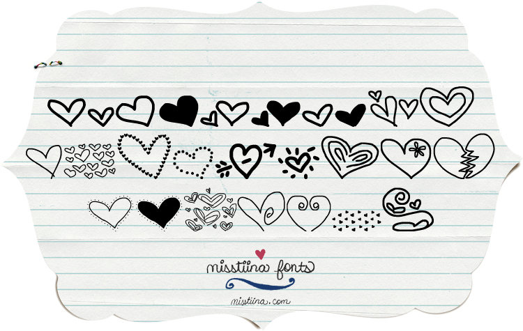 Heart Doodle Font Free (750x475), Png Download
