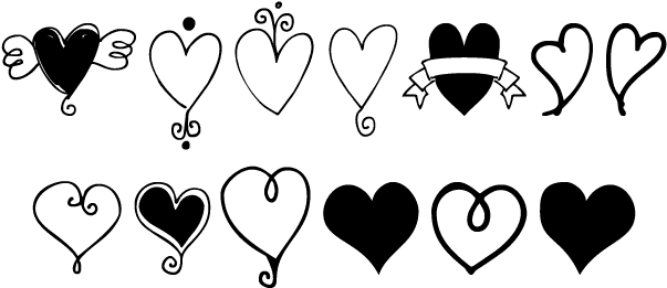 Heart Doodles Font By Outside The Line - Heart Doodles (720x360), Png Download