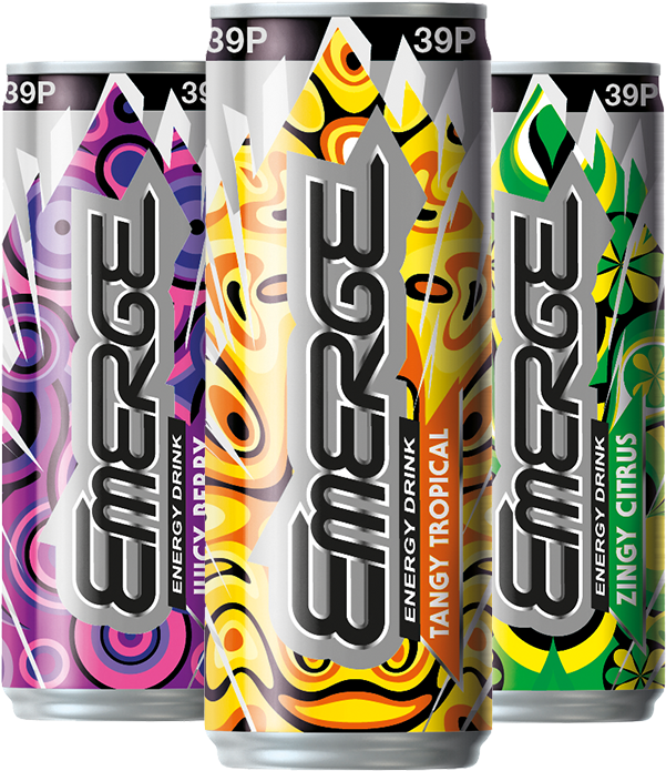 Carbonated Tropical Flavour Energy Drink With Taurine, - Emerge Zero Sugar Fridge Pack (700x695), Png Download