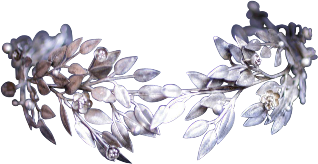 Bridal Crown Leaf Tiara - Silver Leaf Crown Png (941x941), Png Download