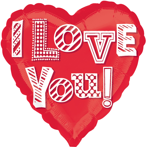 18" I Love You Doodle Foil Heart Balloon - Love You Heart Png (500x500), Png Download