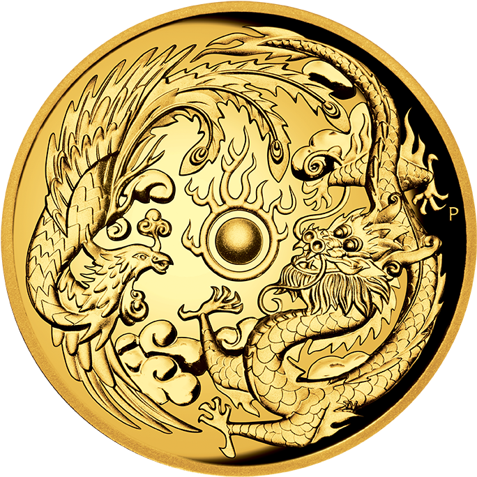 2017 2 Oz Australia Dragon & Phoenix - Dragon And Phoenix 2017 1oz High Relief Silver Proof (480x480), Png Download
