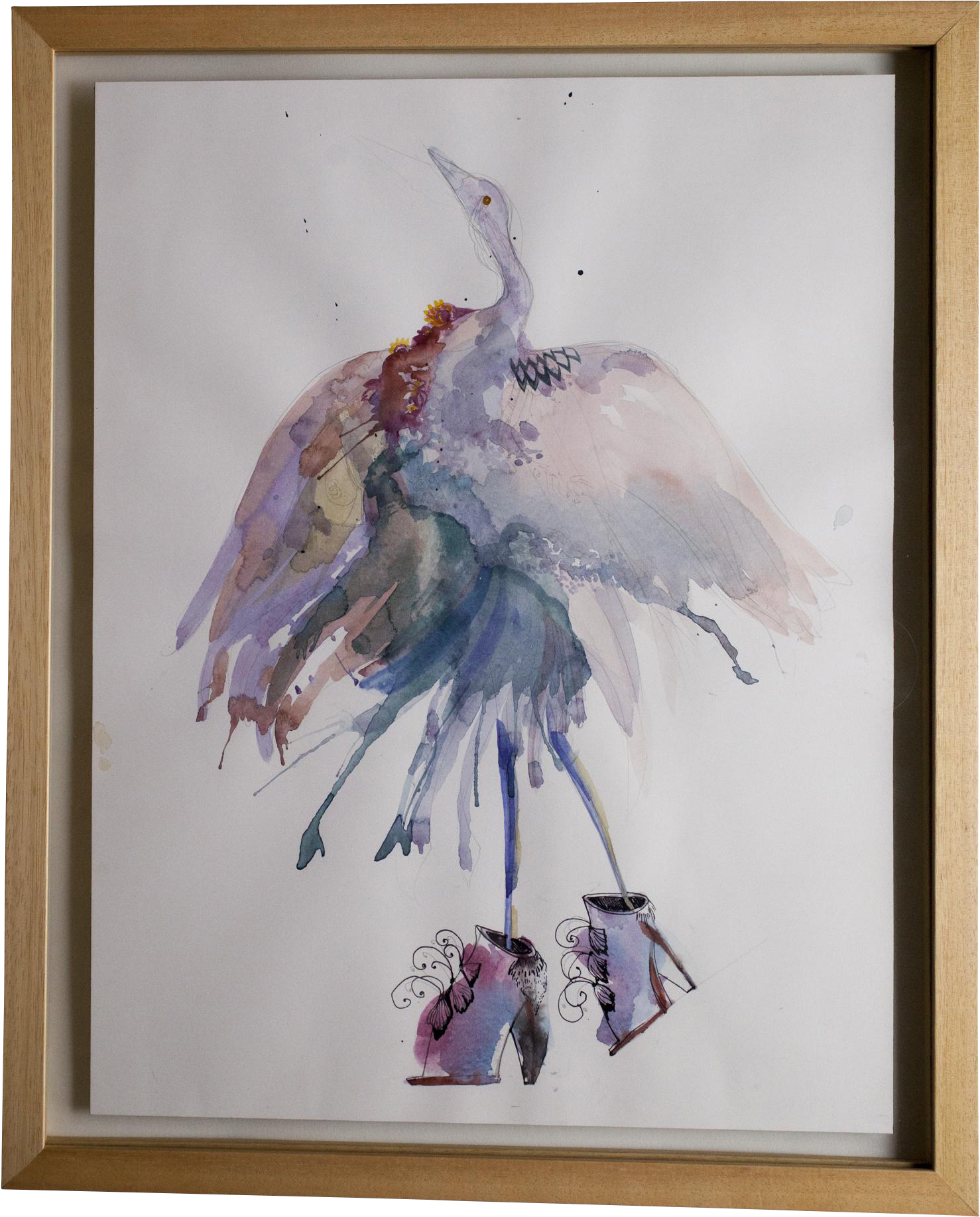 Original Watercolour Painting Of Surreal Bird Wearing - Painting (1834x1834), Png Download