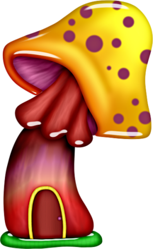 Mushroom Clipart Free Fairies Gnomes Elves Unicorns - Pintura En Tela Hongos (307x500), Png Download