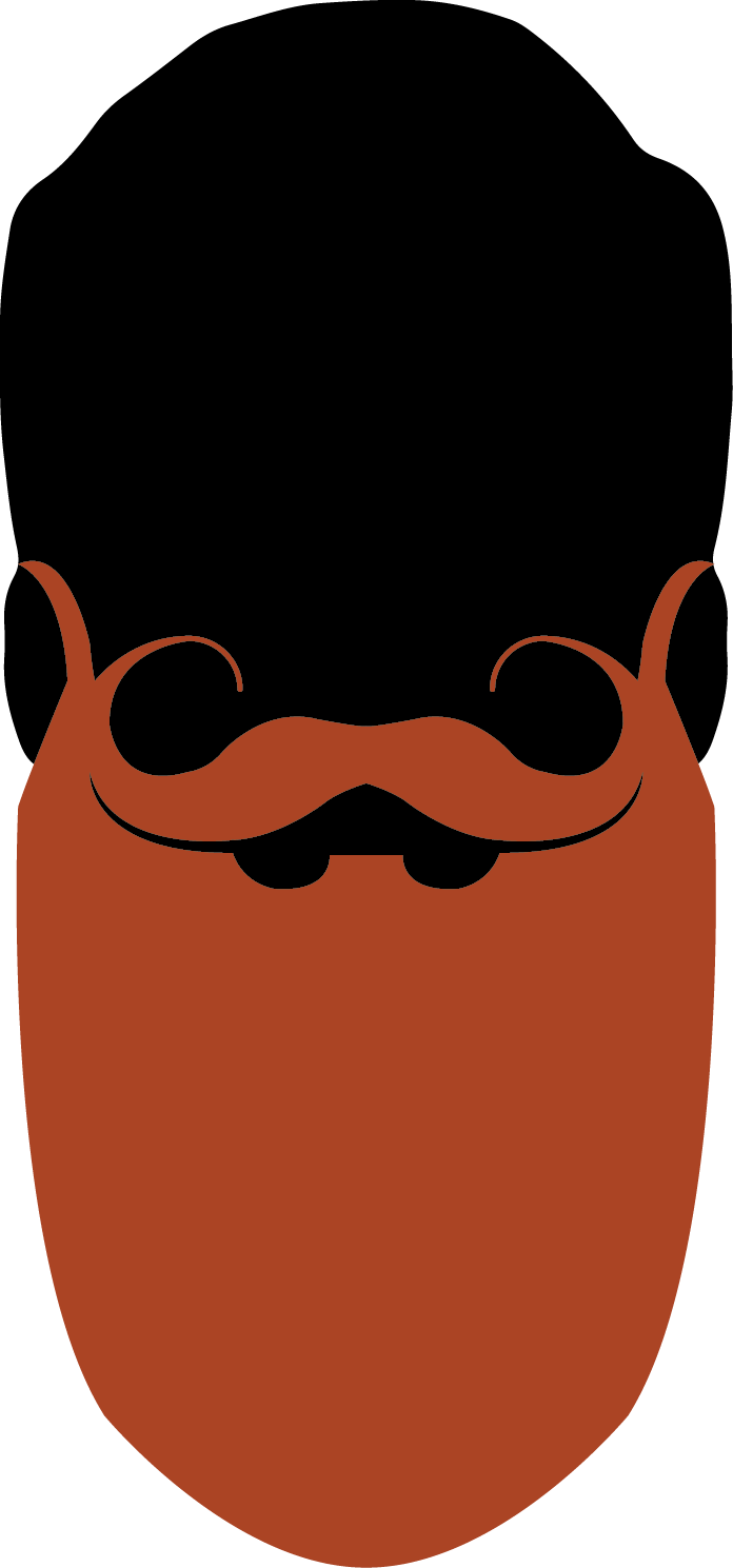 Full Beard With Styled Moustache - - Moustache (696x1489), Png Download