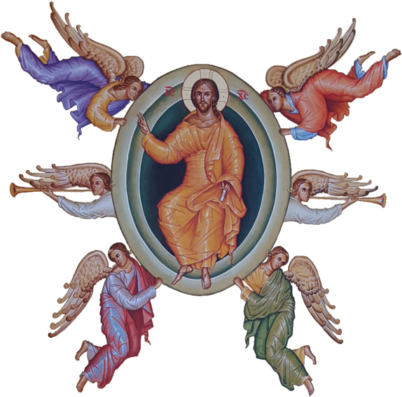 Icon Of The Ascension Of Our Lord - Ascension Of Christ Icon (580x583), Png Download