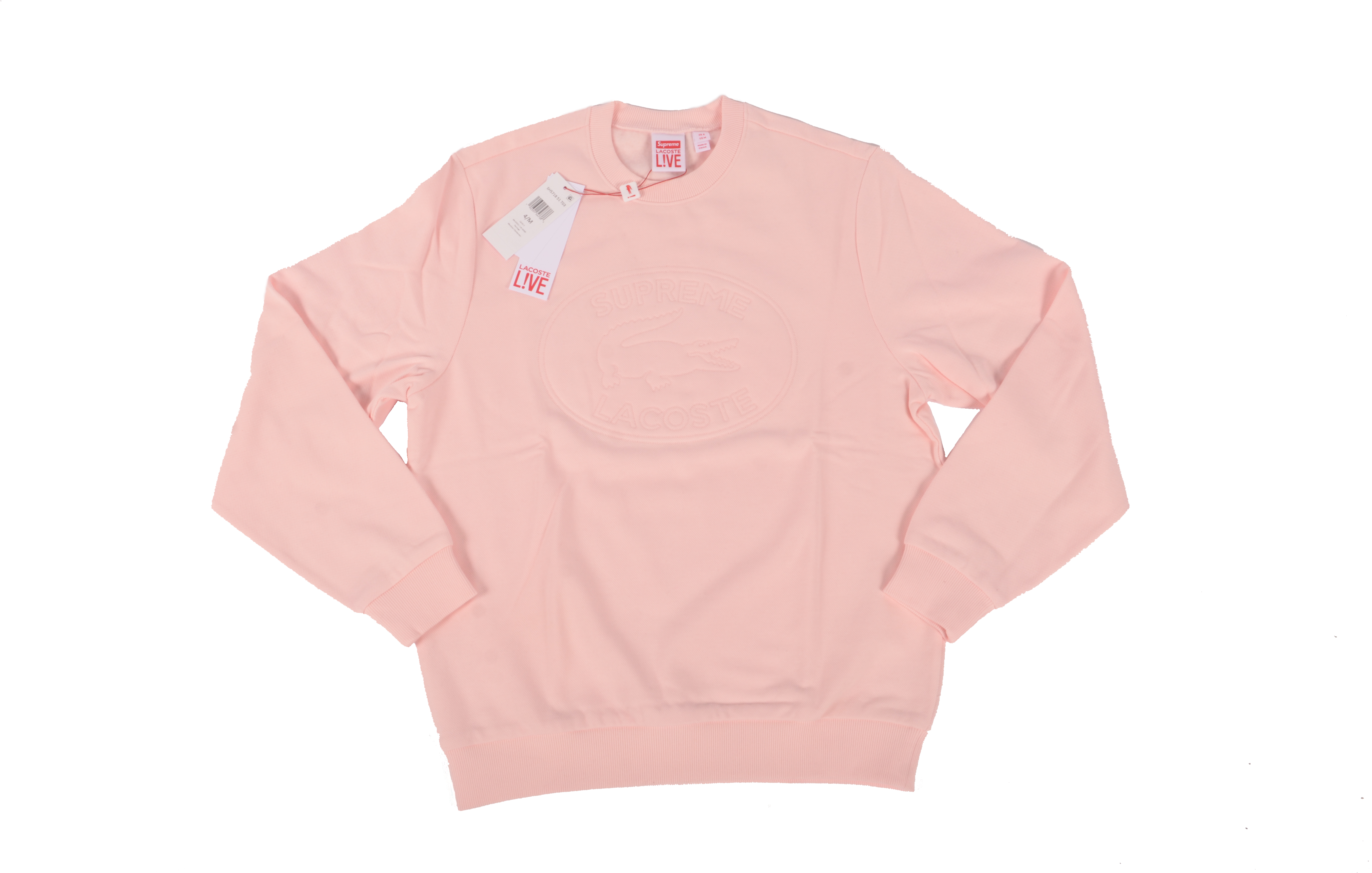 Supreme/lacoste Pique Crewneck - Supreme Lacoste Pink Crewneck (4767x3264), Png Download