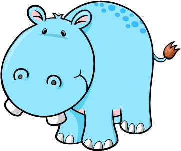 Cartoon Smiling Baby Blue Hippo - Cute Hippo Cartoon Png (438x382), Png Download