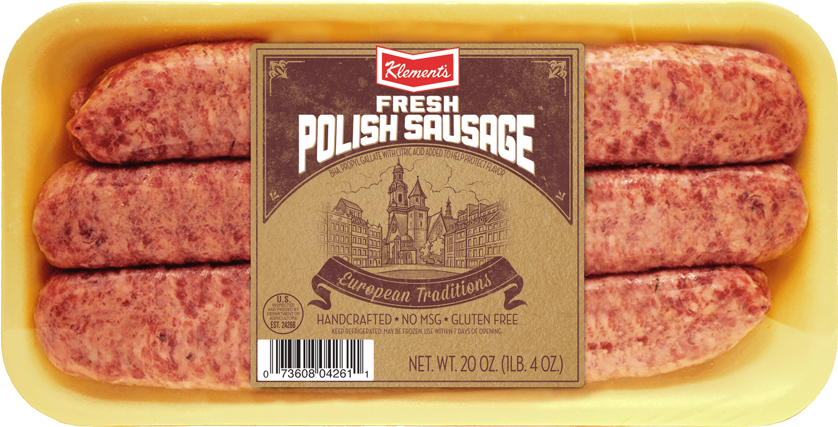 Pork, Water, Contains Less Than 2% Of Corn Syrup, Salt, - Klement's Polish Cocktail Smokies, 14 Oz (1875x1542), Png Download