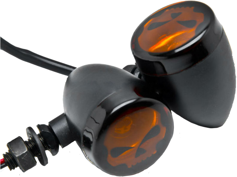 Skeleton Side Mirrors Skull Turn Signal - Krator 2pc Skull Lens Black Motorcycle Turn Signals (800x800), Png Download