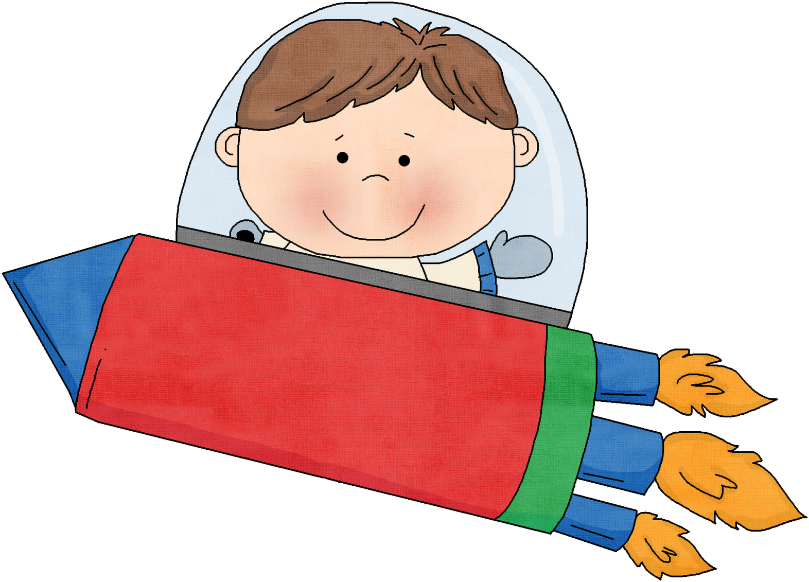 Child In A Rocket Clip Art (1600x1161), Png Download