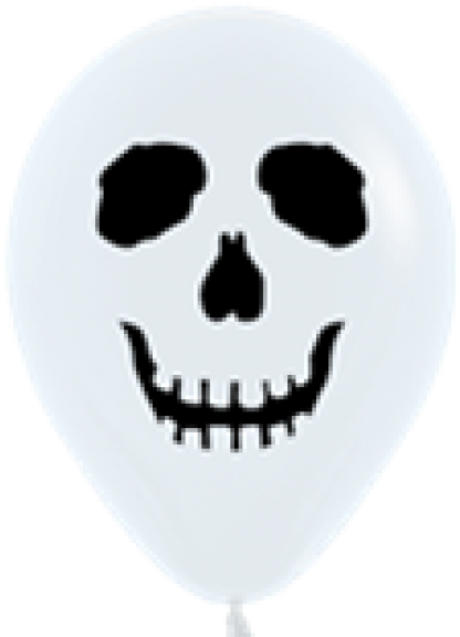 Sempertex 12 Skull Face White 2 Side ~ 25pcs Sempertex - Face On Balloon (600x600), Png Download