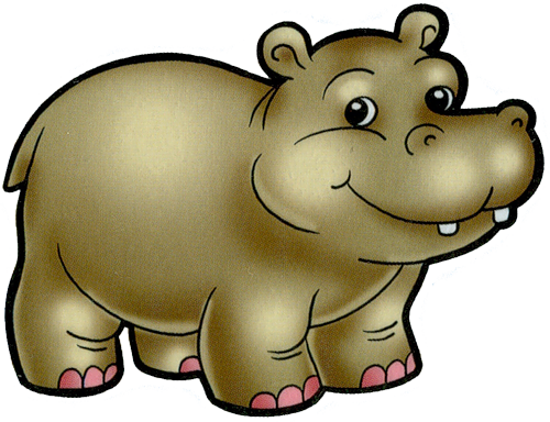 Cartoon Filii Clipart - Cartoon Animals Hippo (500x384), Png Download