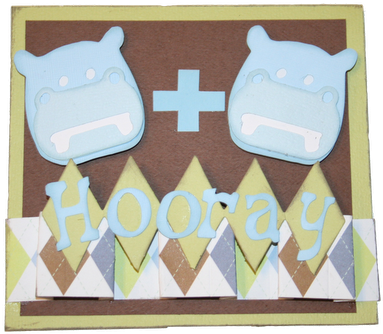 Baby Boy Hippo Card - Fondant (400x346), Png Download