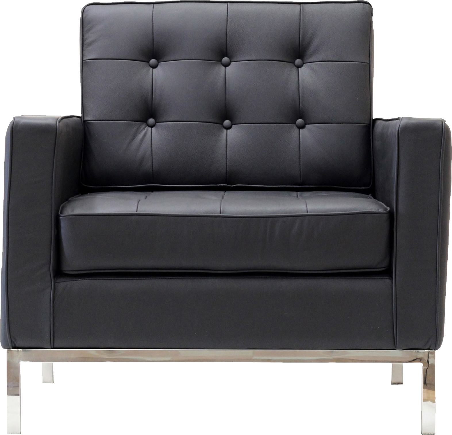 Black Armchair Png Image - Black Leather Sofa Chair (1573x1513), Png Download