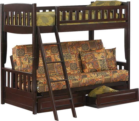 Cinnamon Futon Bunk Bed - Bunk Bed (800x600), Png Download