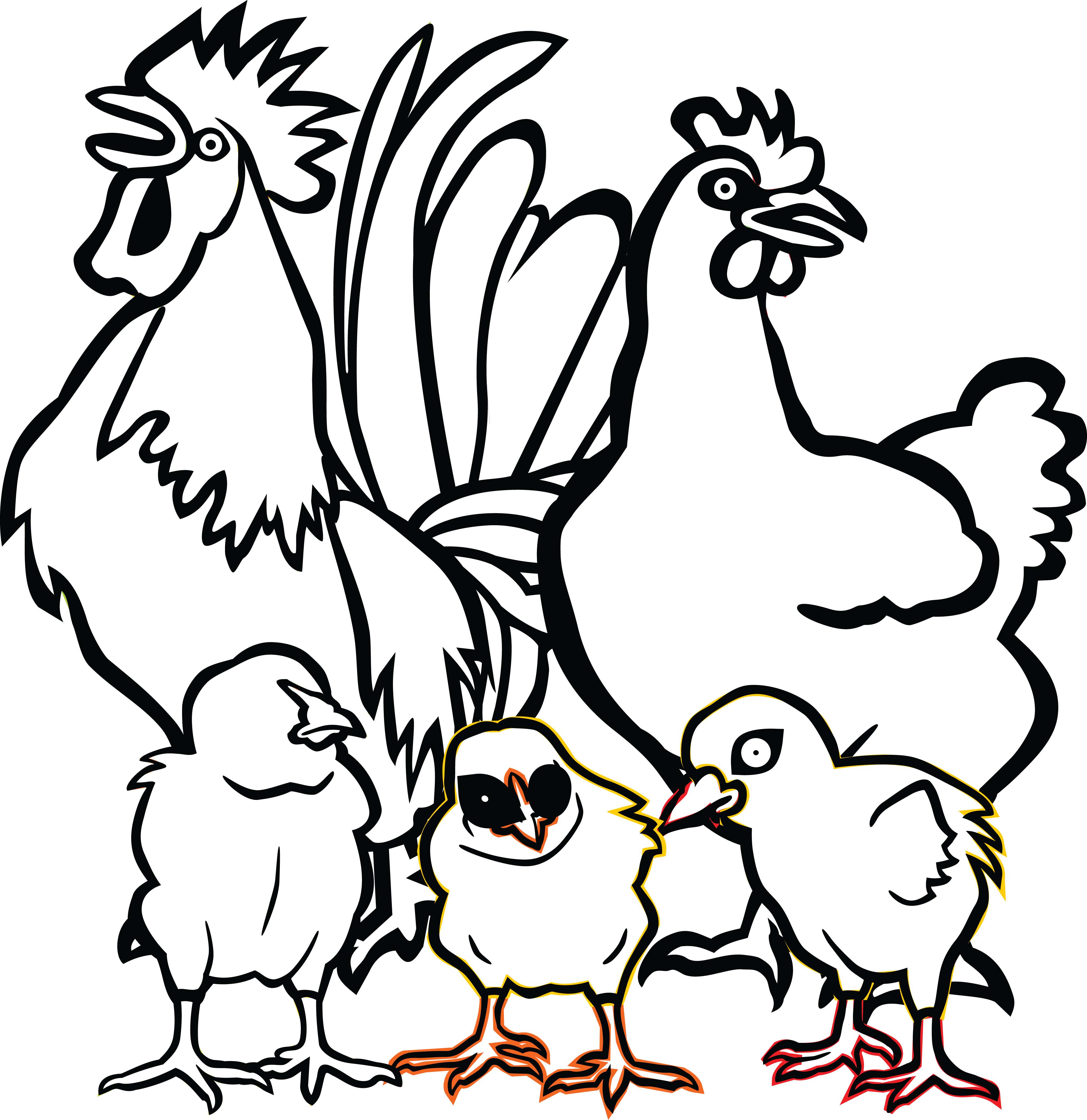Free Clipart - Drawing Chicken Family Png (4000x4122), Png Download