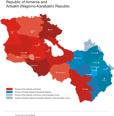 Fullsize Armenia & Karabakh Vector Map - Armenia And Artsakh Map (600x600), Png Download