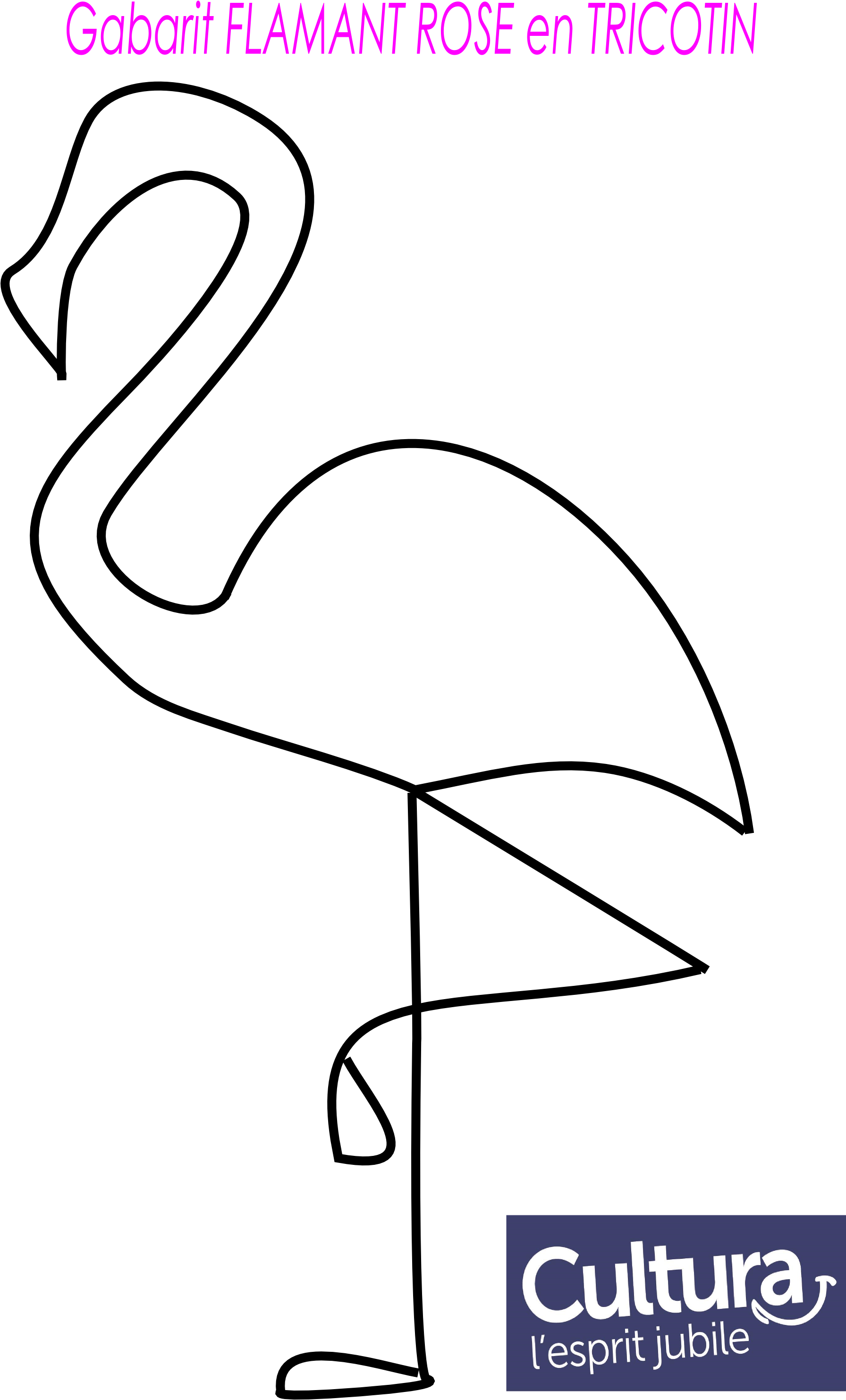 Gabarit Flamant Rose En Tricotin 2 315 × 3 070 Pixels - Gabarit Flamant Rose (2315x3070), Png Download