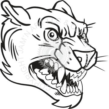 Panther Head Line Drawing (360x361), Png Download