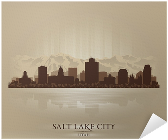 Salt Lake City, Utah Skyline City Silhouette Poster - Salt Lake City (400x400), Png Download