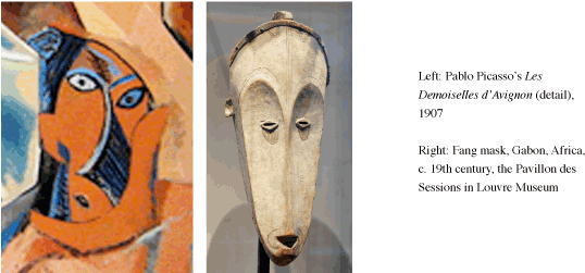 Picasso And Fang Mask - Picasso Les Demoiselles D Avignon (550x250), Png Download