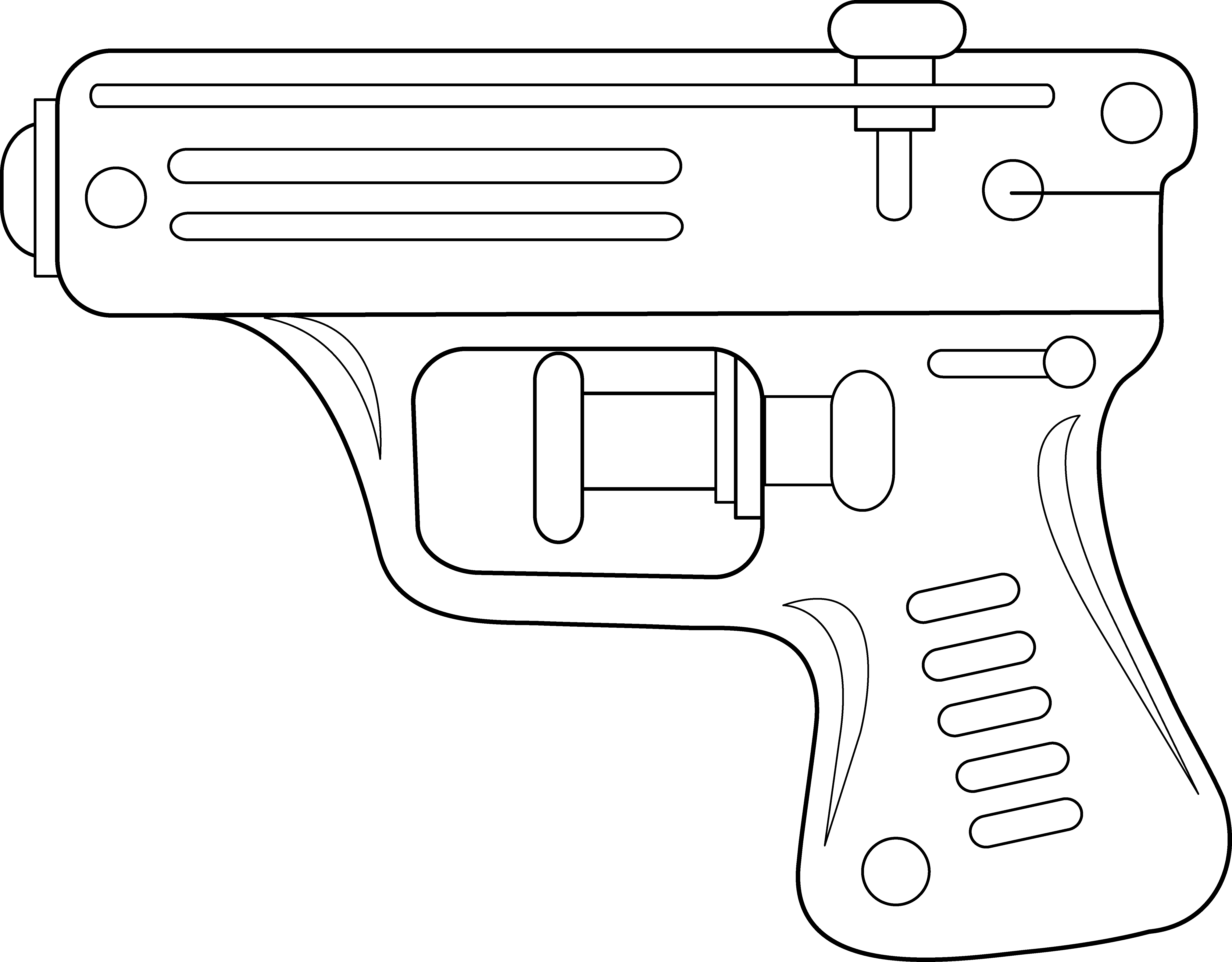 Gun Clipart Line Drawing - Water Gun Line Drawing (5815x4540), Png Download