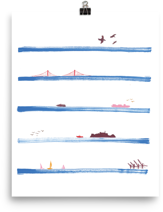 San Francisco Stripes Illustrated Print - Airplane (1000x1000), Png Download
