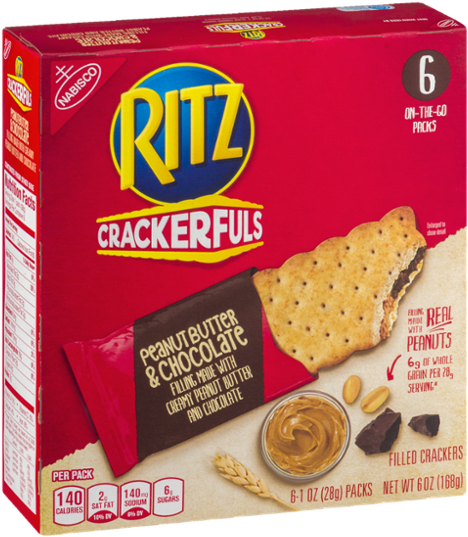 Nabisco Ritz Crackerfuls Peanut Butter & Chocolate - Swiss Cheese And Ritz Crackers (600x600), Png Download