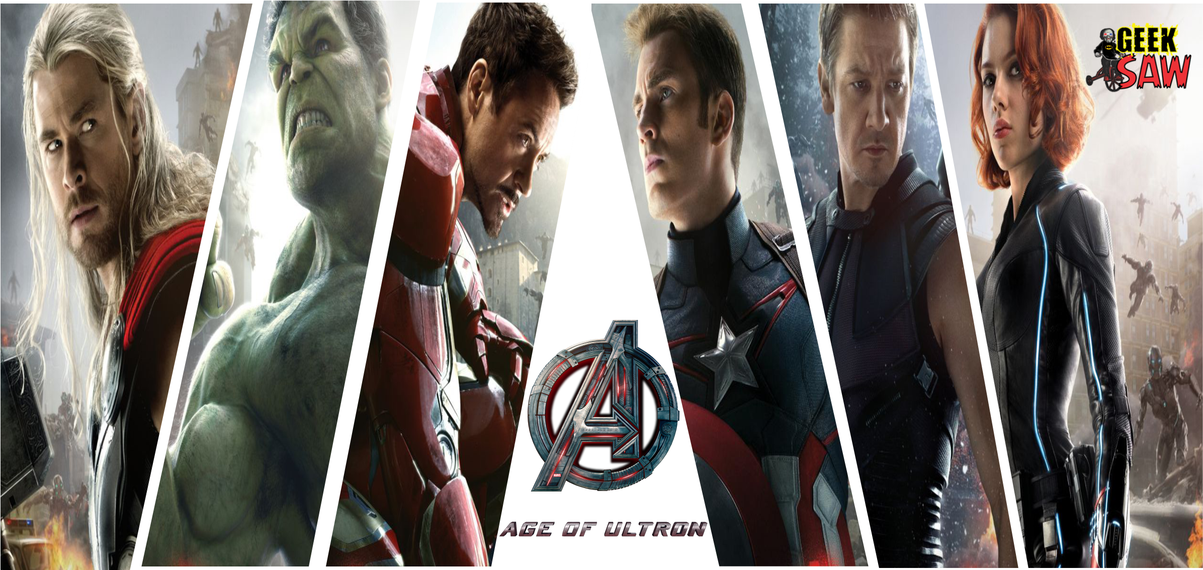 Confira Todos Os Trailers De Os Vingadores - Screen Team / Ultron Funk - Age Of Ultron (2401x1135), Png Download